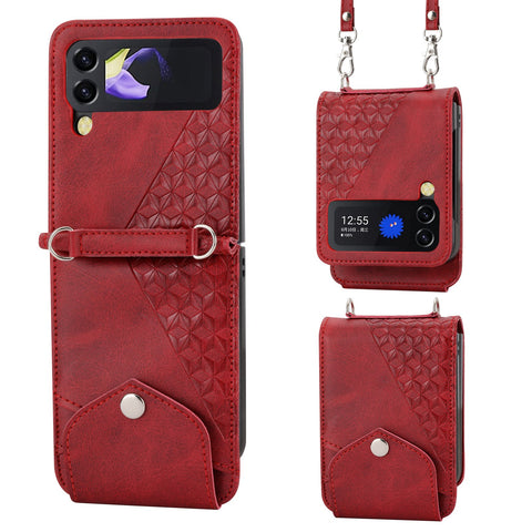 Lanyard Cards Slot Wallet Leather Case for Samsung Galaxy Z Flip 4 3 Flip3 5G-PA00215-Veeddydropshipping