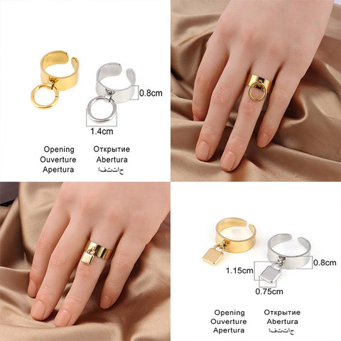 Stainless Steel Ring  Wide Ring with Circle Rings Chain Ring-JW01394-Veeddydropshipping