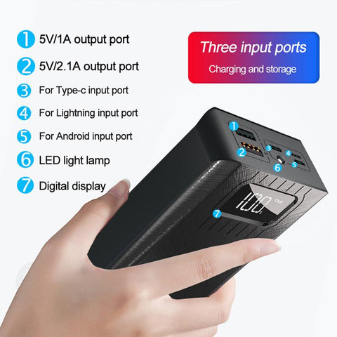 50000mAh Mobile Power One-way Fast Charging External Battery Digital Flashlight Fast Charging-PA00495-Veeddydropshipping