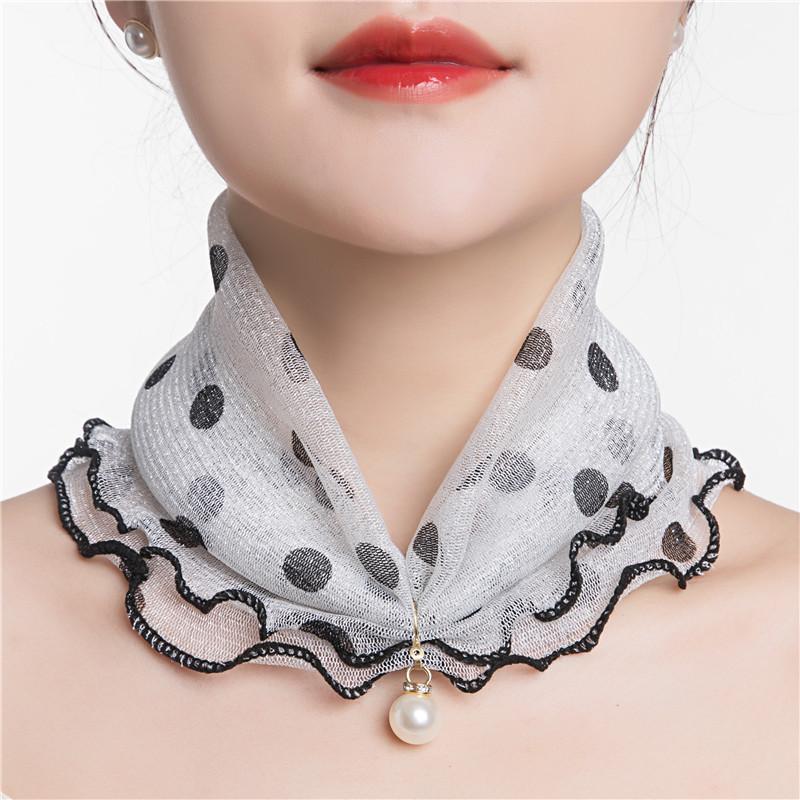 Elegant Chiffon Ruffle Fake Collar Scarf-WF01344-Veeddydropshipping