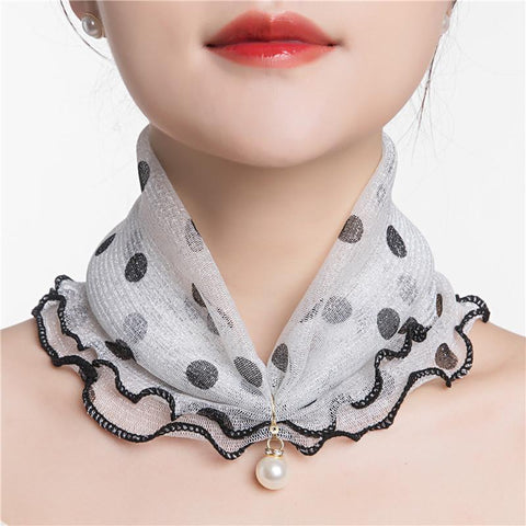 Elegant Chiffon Ruffle Fake Collar Scarf-WF01344-Veeddydropshipping