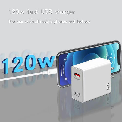 120W Phone Charger Adapter QC5.0 Fire Retardant USB Mobile Phone Charging Head US-PA00365-Veeddydropshipping