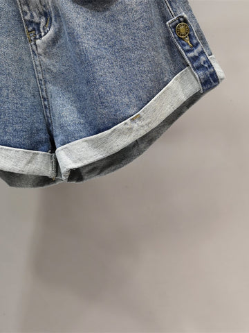 Loose Wide-Leg A- Line Denim Shorts Women-WF00621-Veeddydropshipping