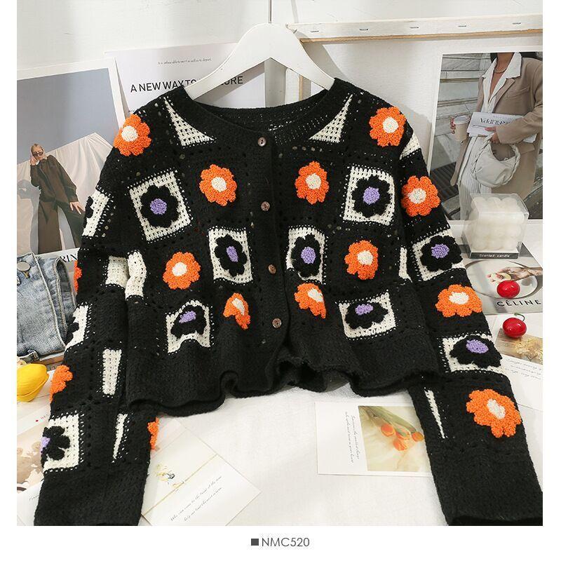 Women Crochet Cardigans Vintage Knitted Sweaters-Veeddydropshipping