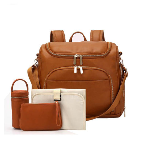 Pu Mommy Bag Backpack Large Capacity Waterproof Mother and Baby Bag-TB00219-Veeddydropshipping