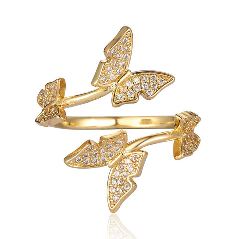 Copper Cubic Zirconia Butterfly Jewelry Wholesale Women Fashion Ring-JW01403-Veeddydropshipping