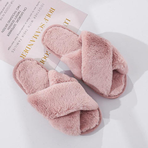 Leopard Print Faux Fur Fashion Warm Shoes Woman Slip on Flats-BS01129-Veeddydropshipping