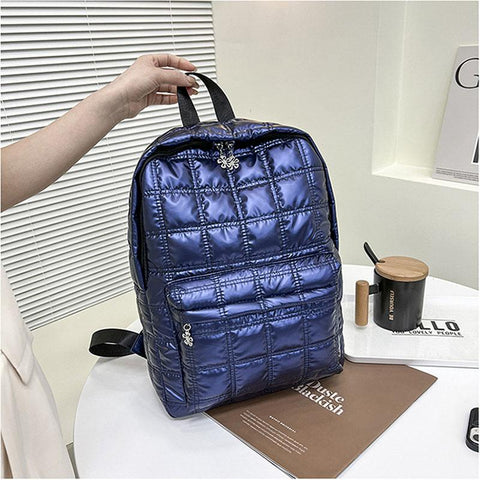 Women's Backpack Quilted Plaid Female School Backpacks-BS00016-Veeddydropshipping