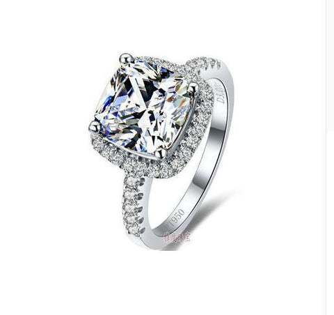 Cushion Synthetic Gem  Solitaire Engagement Ring -JW00401-Veeddydropshipping