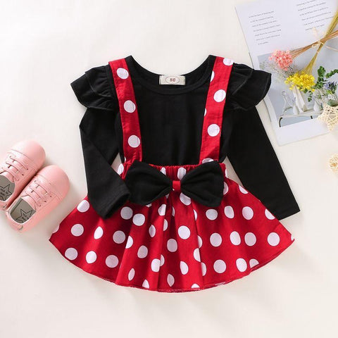 Summer Short Sleeve Dot Dance Suspender Skirt Baby Girls Cartoon-TB00846-Veeddydropshipping