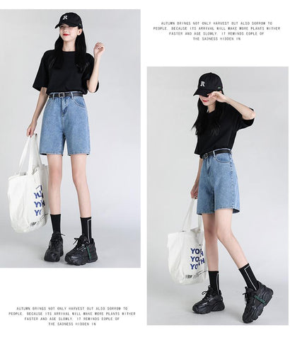 Women High Waist Shorts Denim Jeans-Veeddydropshipping