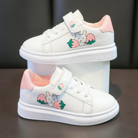 Children&#39;s Shoes Cartoon Strawberry Sports Shoes for Girls 2023 Kids Fashion White Shoes Korean PU Breathable Casual Sneakers