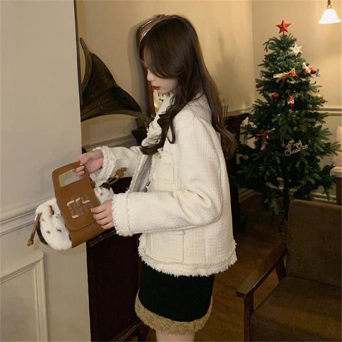 Spring Luxury Vintage Tweed Jackets Women-Veeddydropshipping