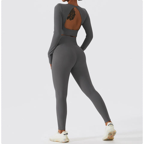 Ribbed Yoga Set Women Suit For Fitness Sportswear Seamless Sports Suit Workout-OS00789-Veeddydropshipping