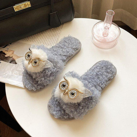 Cotton Slippers Cute Owl Decoration Comfortable Slippers-BS01304-Veeddydropshipping