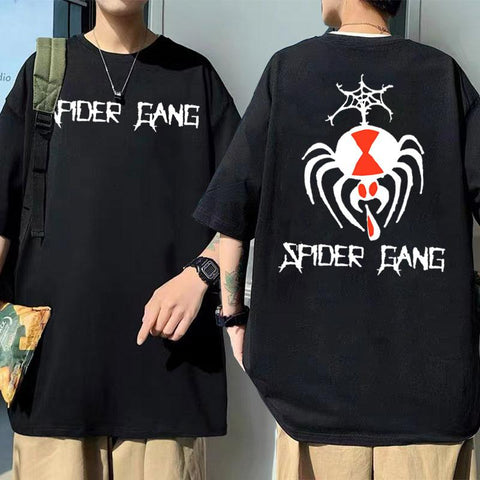 Fashion rapper Lil Darkie Spider Gang black double-sided T-shirt for men's Harajuku-Veeddydropshipping