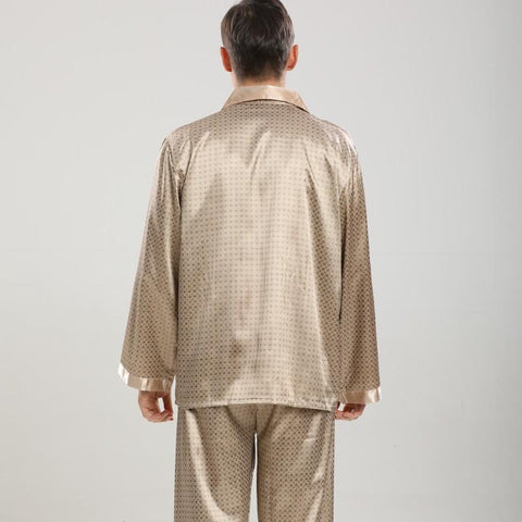 Euro/US Size Long Sleeve Pajamas Sleeping Suit Housewear Silk Pajamas for-MF01594-Veeddydropshipping