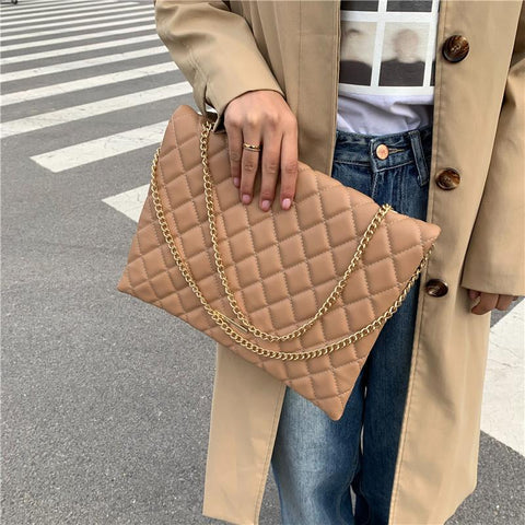 Plaid Pu Leather Crossbody Bags For Women Large Envelope-BS00116-Veeddydropshipping