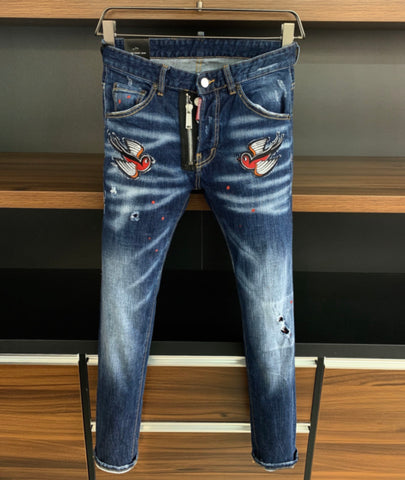 trousers for men d2 Slim fit, washable, casual, full length, paint-MF00665-Veeddydropshipping