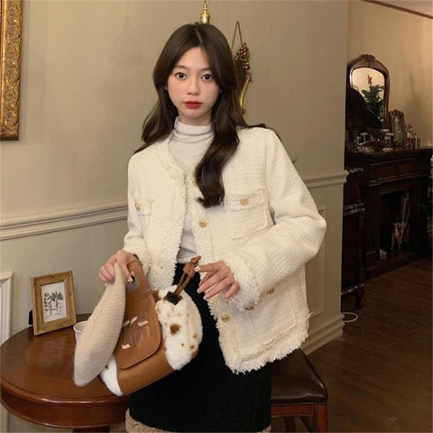 Spring Luxury Vintage Tweed Jackets Women-Veeddydropshipping