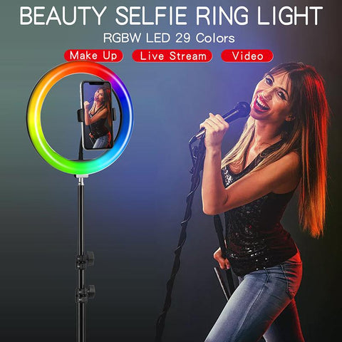 10 inch Selfie Ring Light RGB Photography Led Rim Of Lamp With Mobile Holder Support-PA00833-Veeddydropshipping