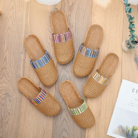Slippers Home Couples Loopholes Floor Linen Slippers-BS01116-Veeddydropshipping