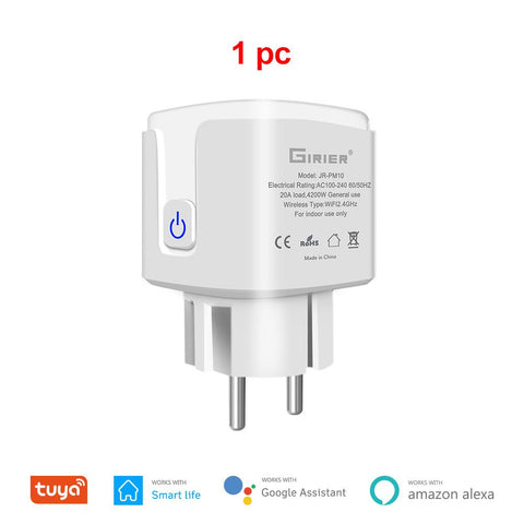 Tuya Wifi Smart Plug 20A EU Smart Socket Outlet with Power Monitor -CE00531-Veeddydropshipping