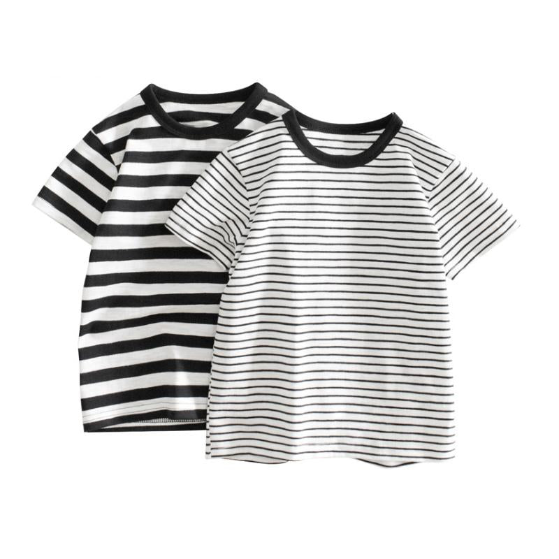 Black White Stripe 2-10T Summer Kids T-Shirts Short Sleeve Tees Children-TB01109-Veeddydropshipping