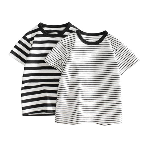 Black White Stripe 2-10T Summer Kids T-Shirts Short Sleeve Tees Children-TB01109-Veeddydropshipping