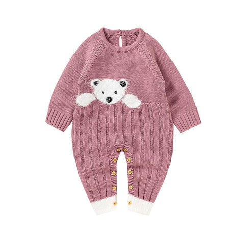 Baby Romper Knit Cute Cartoon Bear Newborn Girl Boy Jumpsuit Outfit-TB00298-Veeddydropshipping