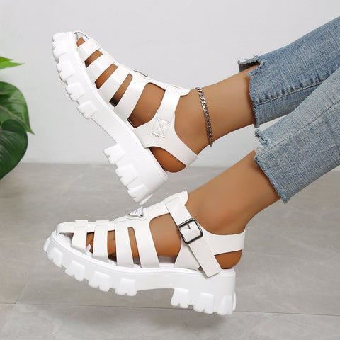 Bottom Roman Womens Sandals Buckle Womens Shoes Non-slip-BS00823-Veeddydropshipping