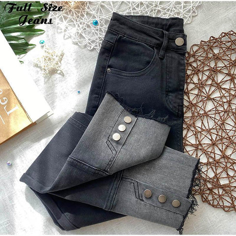 Women Buttons Back Hem Sexy Pencil Jeans-WF00641-Veeddydropshipping