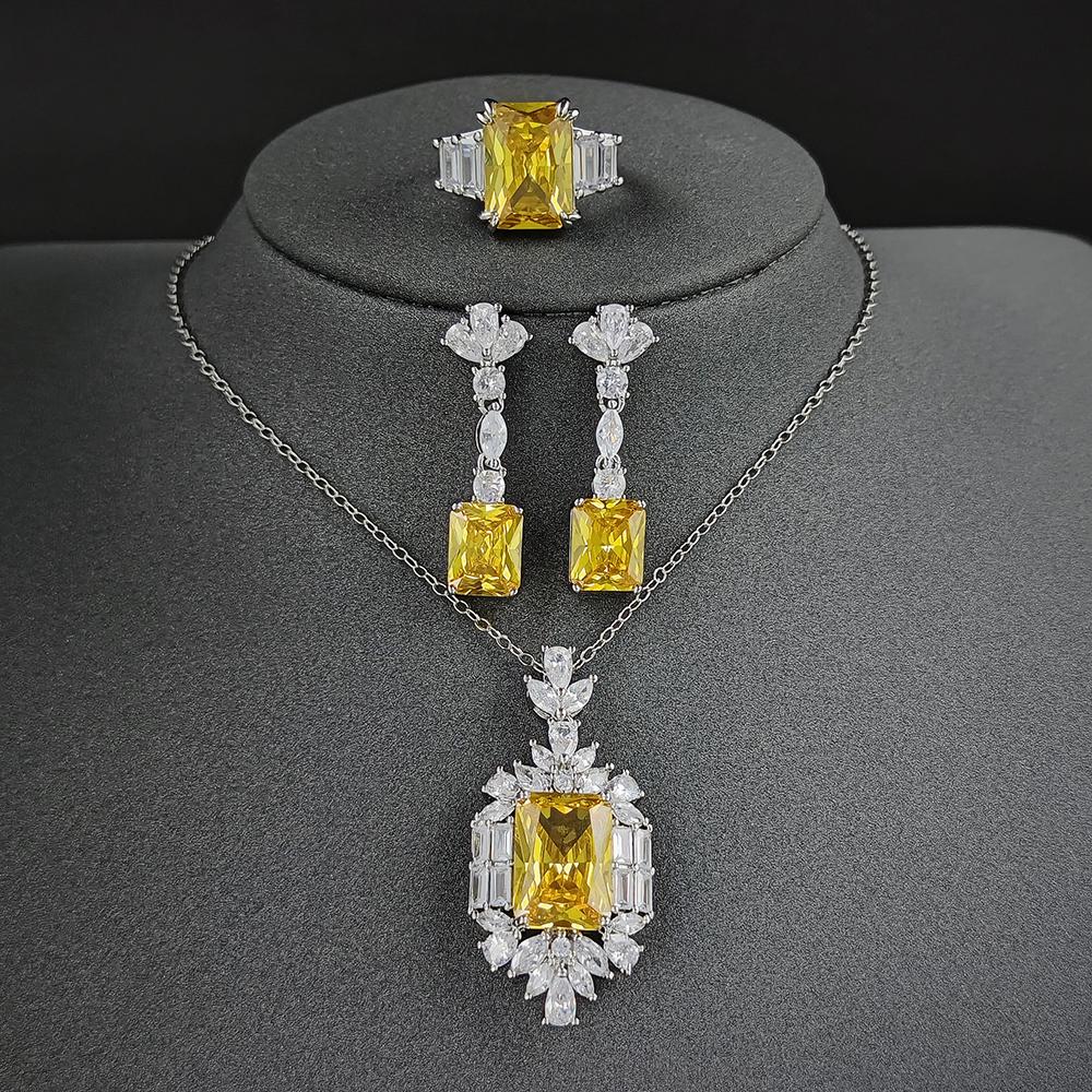 Luxury Yellow Color Rectangle Jewelry Sets -JW00297-Veeddydropshipping