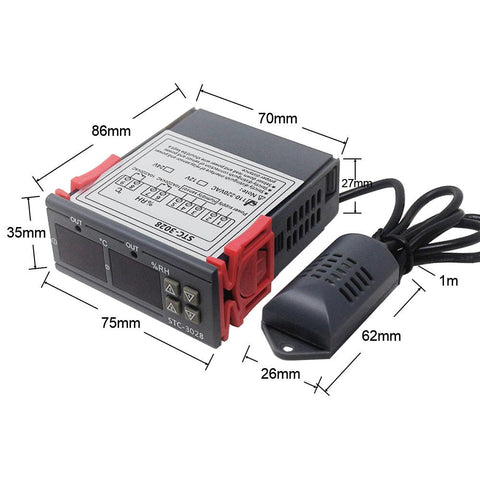 Dual Digital Thermostat Temperature Humidity Control STC-3028 Thermometer-TI01026-Veeddydropshipping