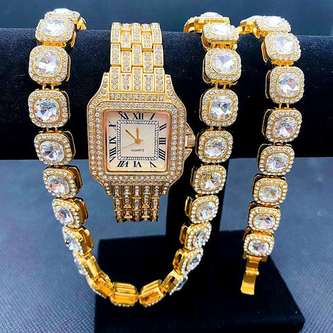 Luxury Watch  Chains Bracelet Necklace Jewelry Watch Set -JW01067-Veeddydropshipping