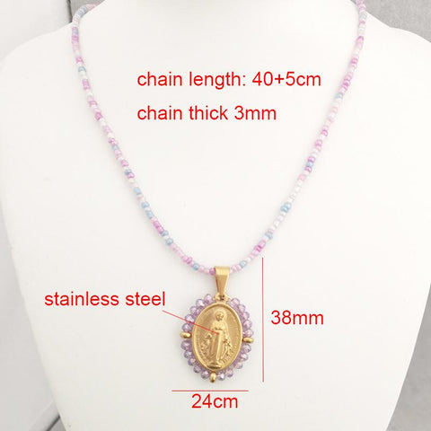 Mary Stainless Steel Pendant Charm Necklace Women  -JW00187-Veeddydropshipping
