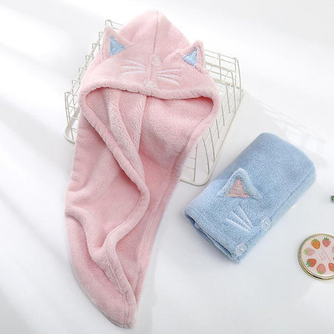 Cute Cat Hair Dry Towels Bathroom Shower Cap-HA01832-Veeddydropshipping