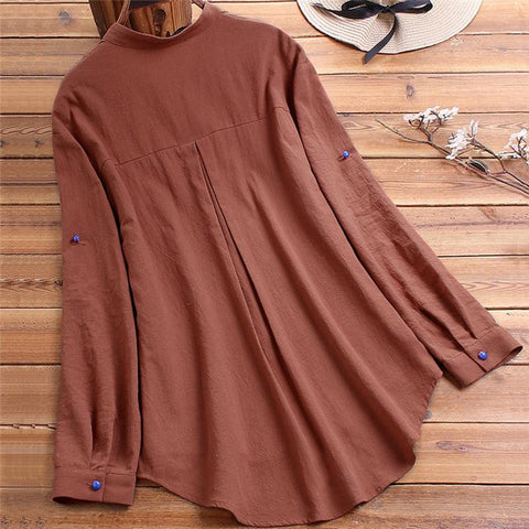 S-5XL Loose Linen Maternity Blouses Long Sleeve Nursing Tops Shirts For Pregnant-TB00581-Veeddydropshipping