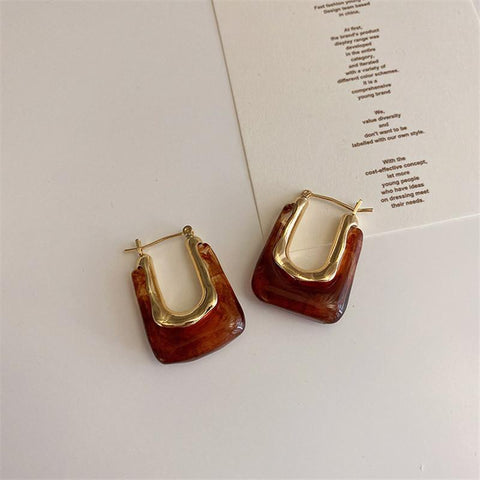 Trendy Transparent Earrings  Geometric Metal Acrylic Earrings Jewelry-JW01442-Veeddydropshipping