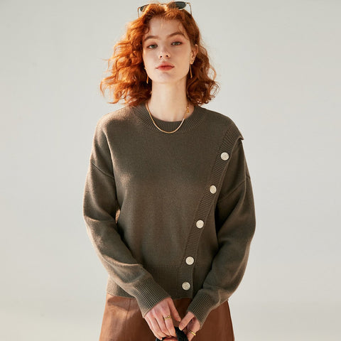Women Sweaters Pullover Single-breasted Design Knitwears -WF00086-Veeddydropshipping