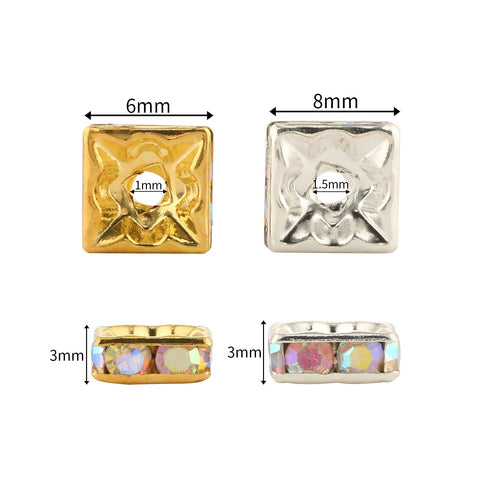 Square Rhinestone  Crystal Spacer Beads For Jewelry Making DIY -JW01510-Veeddydropshipping