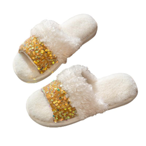 Women Blingbling Slippers Women Sequins Plush-BS01260-Veeddydropshipping