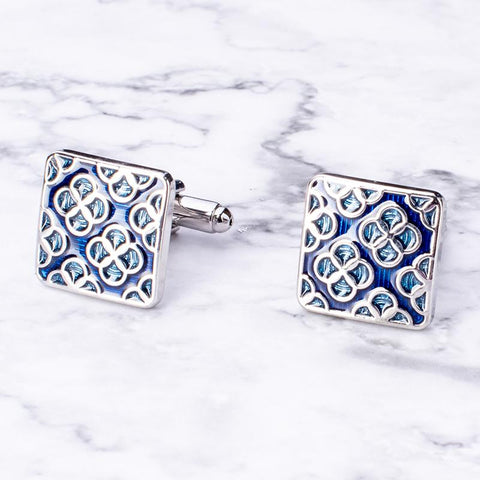 French Shirt Cufflinks and Tie Clip Set Blue Wedding Christmas Gifts-JW01307-Veeddydropshipping
