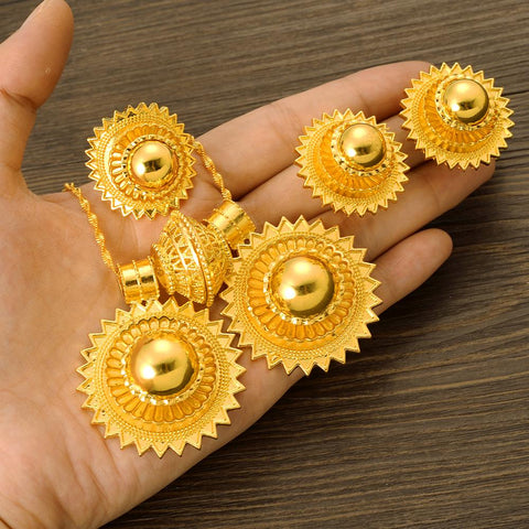 Gold Plated Fashion Ethiopian Jewelry Sets  -JW00363-Veeddydropshipping