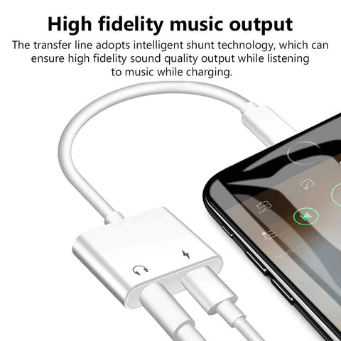 For Lightning to 3.5mm 2 in 1 Earphone Audio Adapter For iPhone 11 12 Pro 7 8 Plus X-PA00990-Veeddydropshipping