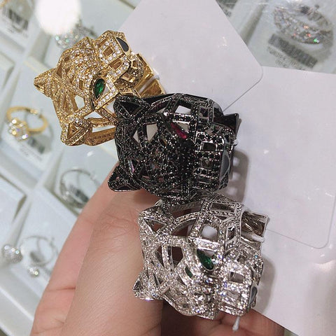 jewelry Silver plated color leopard animal finger rings -JW00394-Veeddydropshipping
