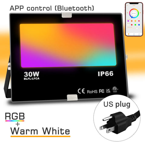 RGB LED Floodlight 30W Bluetooth Outdoor Smart Flood Light 110V 220V-TI00878-Veeddydropshipping