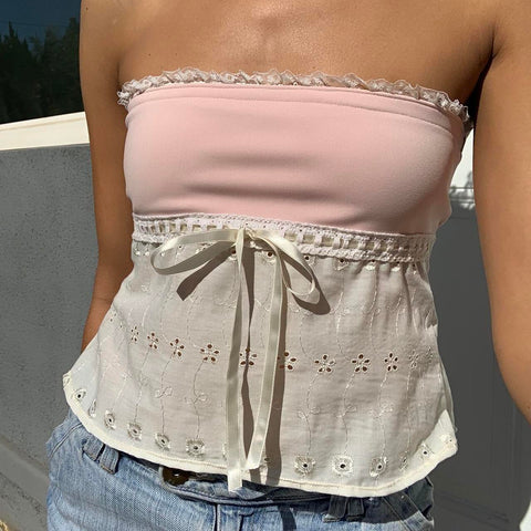 Fairycore Tube Crop Vest Sleeveless Off Shoulder-Veeddydropshipping