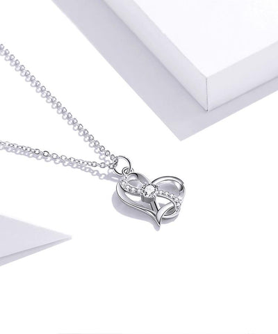 925 Sterling Silve  Forever Love Heart Pendant Necklace-JW01214-Veeddydropshipping