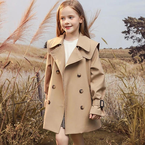 Children Girls Windbreaker Windproof Trench Coat-Veeddydropshipping